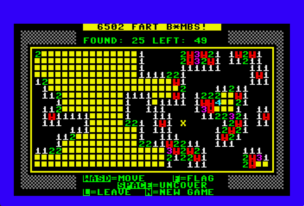 6502 Fart B*mbs! a game for the MEGA65 written in Prog8