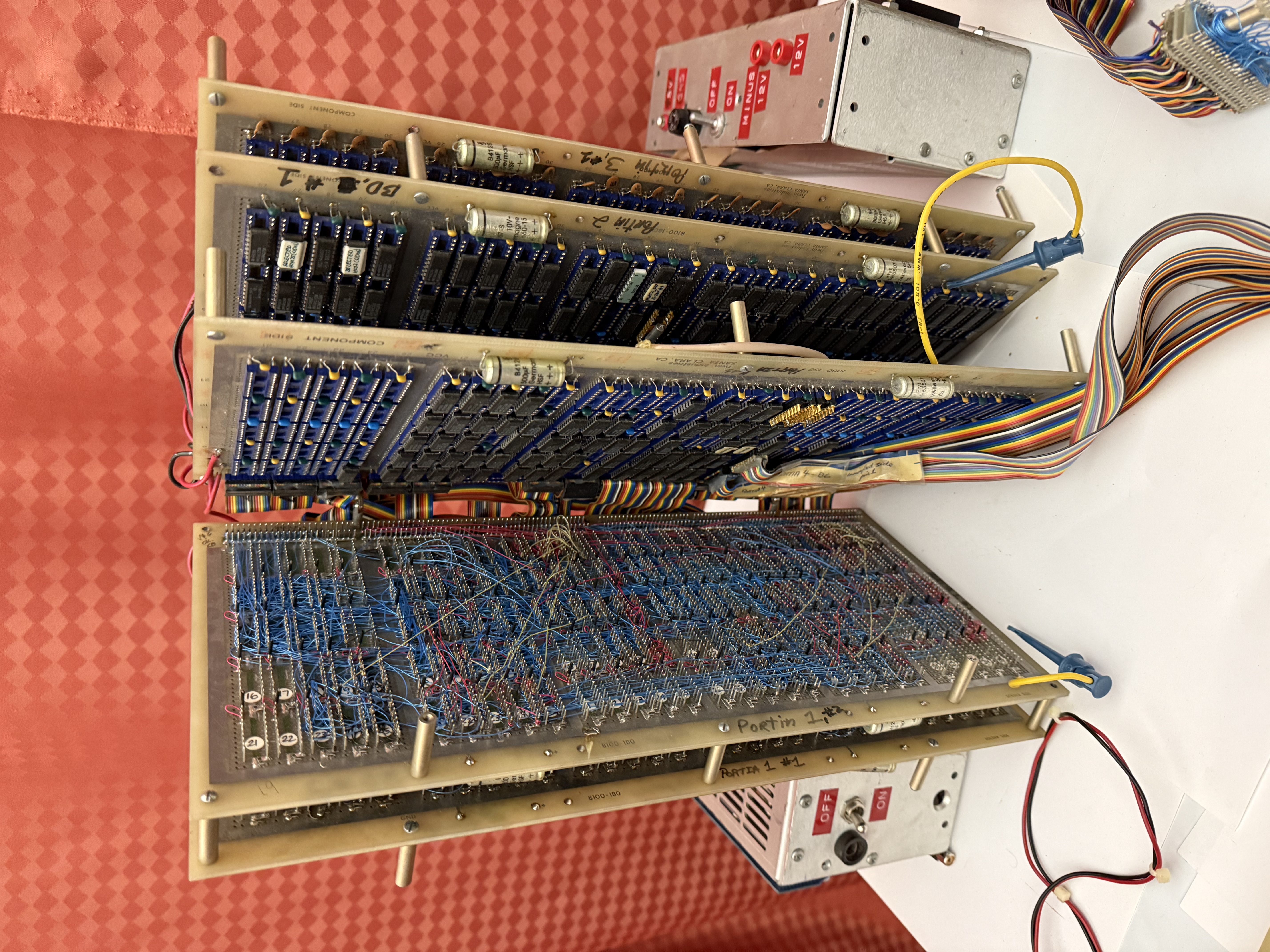 Early prototypes of Amiga custom chips, as wirewrap panels