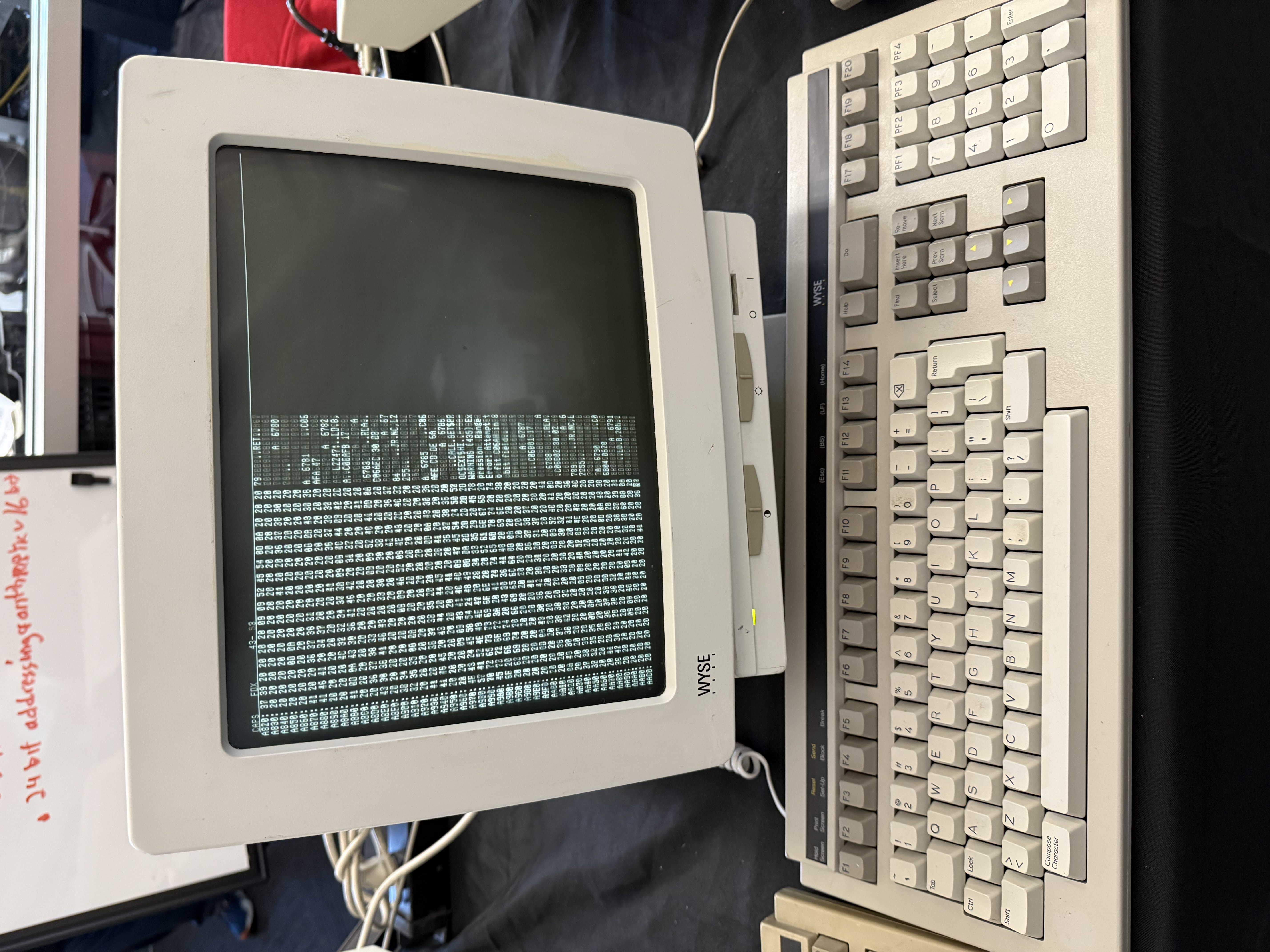 WYSE Terminal displaying a hex dump