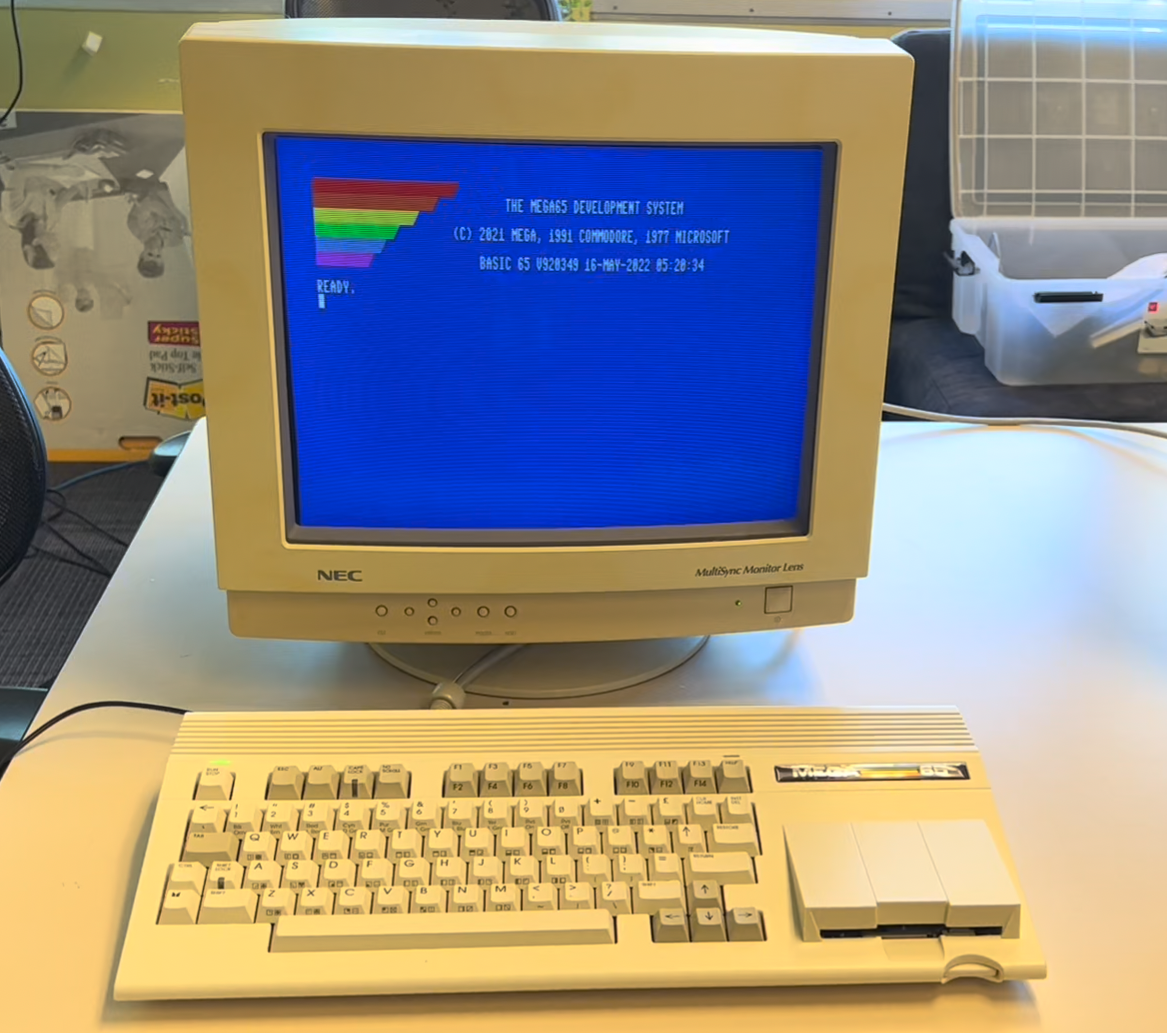 MEGA65 connected to an NEC VGA CRT monitor