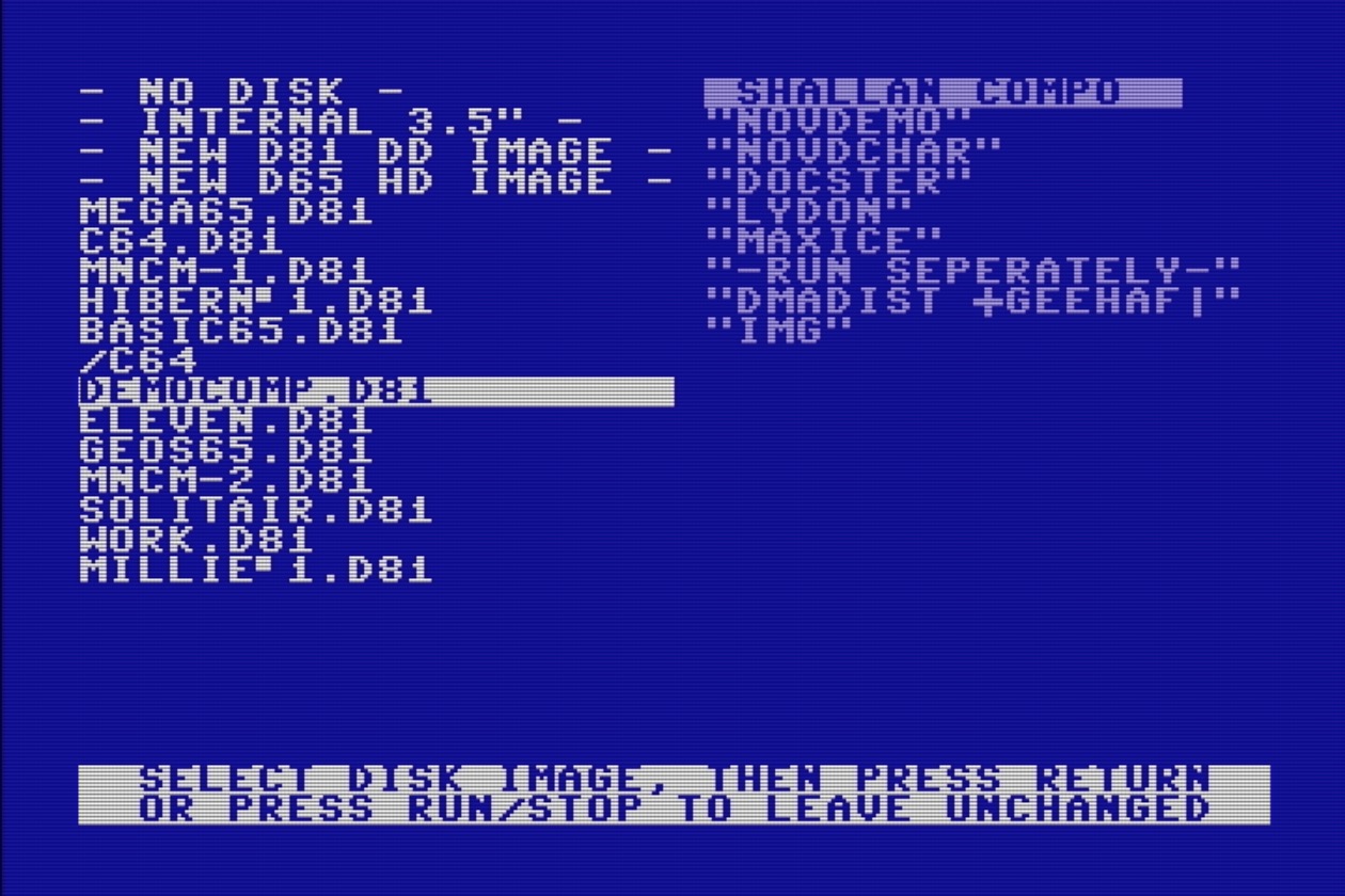 Freezer menu disk selection