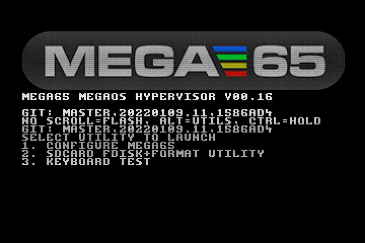 Hypervisor utility menu; hold Alt key while turning the power on