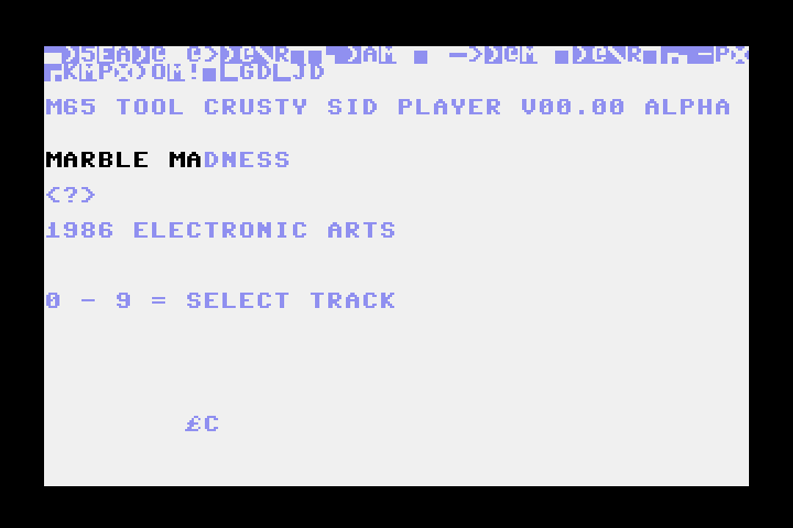 MEGA65's built-in SID player, playing a track sent via M65Connect