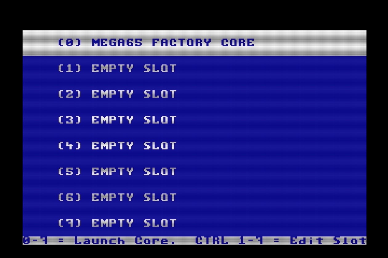 The core menu, factory configuration