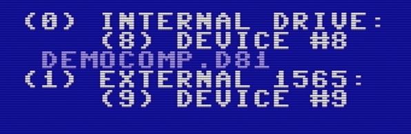 Freezer menu with DEMOCOMP.D81 disk selected