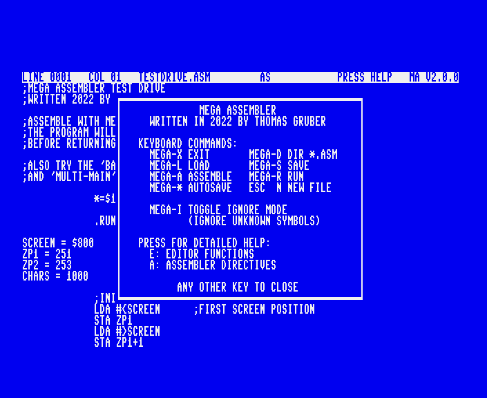 Mega Assembler, by grubi, for the MEGA65